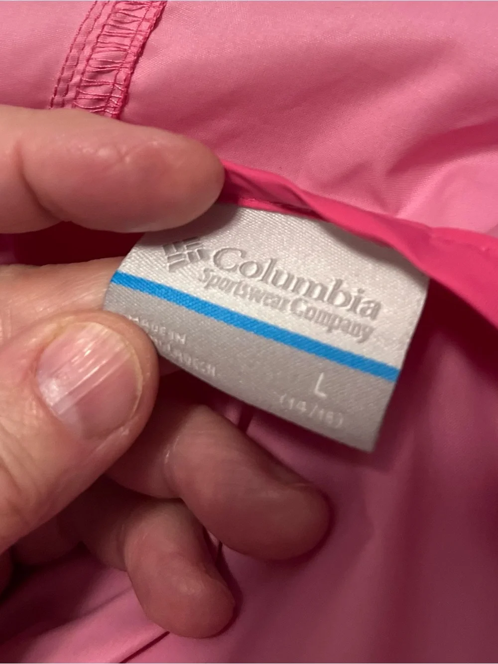 Columbia Girls' Large size Lightweight Pink Hooded Rain Jacket